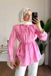 Miray Dantel Detaylı Gömlek Pembe