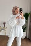  Bubble Kemerli Tunik  Beyaz