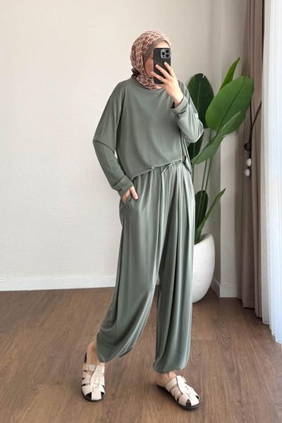 Şalvar Pantolonlu Süprem Takım Yeşil
