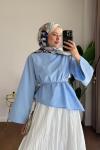 Asimetrik Bluz Mavi