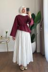 Asimetrik Bluz Bordo