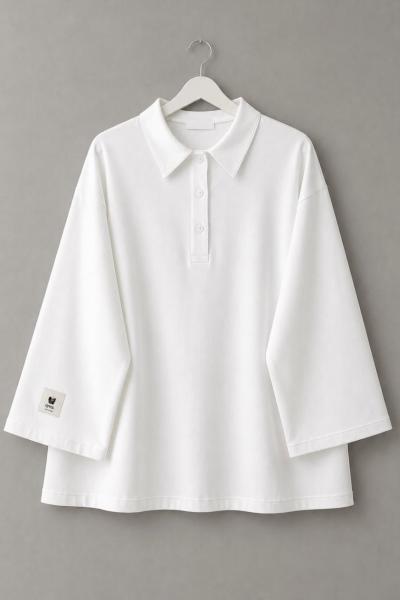 Polo Yaka Süprem Sweatshirt Beyaz