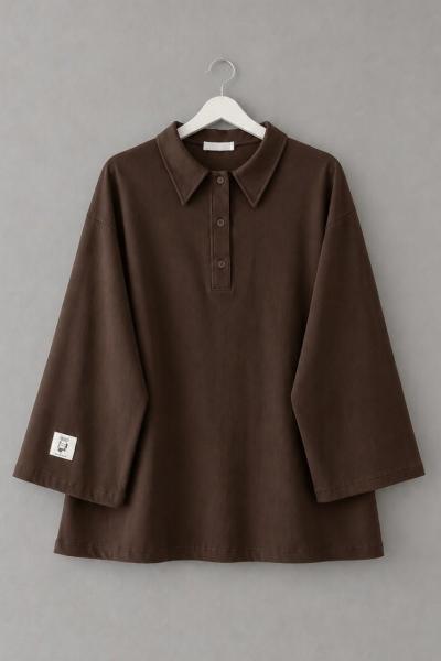 Polo Yaka Süprem Sweatshirt Kahverengi
