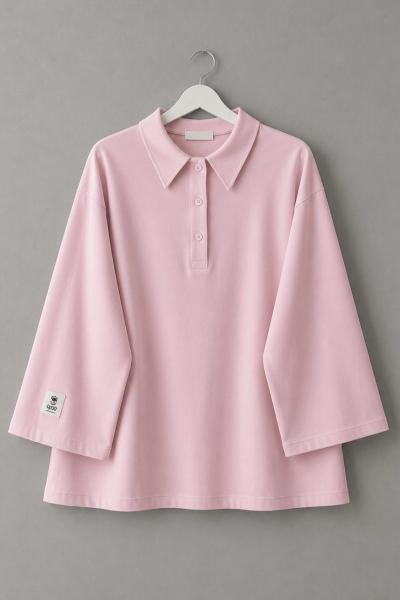 Polo Yaka Süprem Sweatshirt Pembe