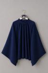 Hakim Yaka Pileli Oversize Bluz Lacivert