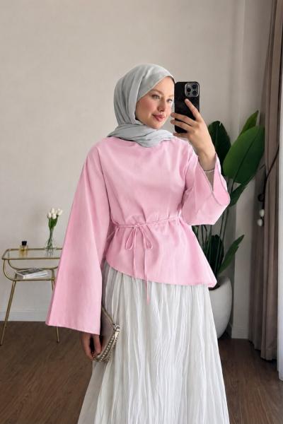 Asimetrik Bluz Pembe