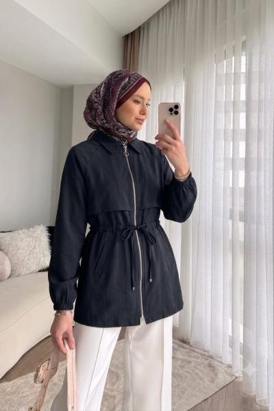 Fermuarlı Modal Kap Siyah