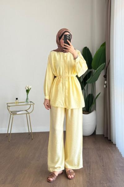 Pantolonlu Çilek Takım Sarı
