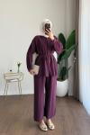 Pantolonlu Çilek Takım Mürdüm
