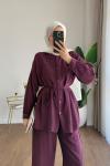 Pantolonlu Çilek Takım Mürdüm