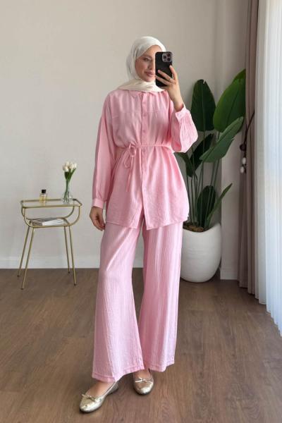 Pantolonlu Çilek Takım Pembe