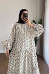 Puantiyeli Oversize Elbise Ekru