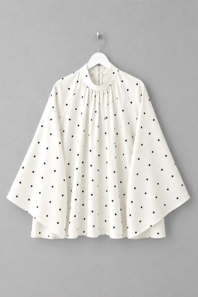Puantiyeli Oversize Tunik Ekru