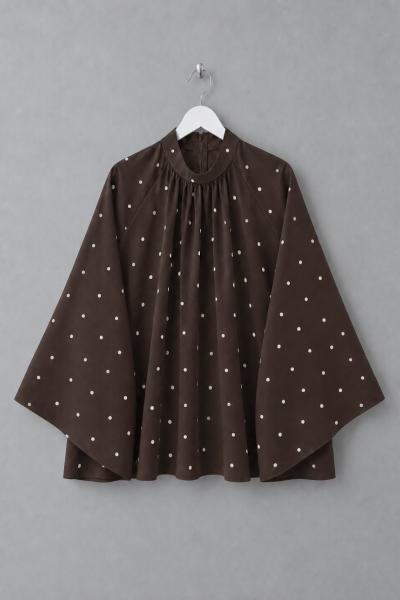 Puantiyeli Oversize Tunik Kahverengi