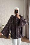 Puantiyeli Oversize Tunik Kahverengi
