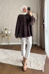 Puantiyeli Oversize Tunik Kahverengi