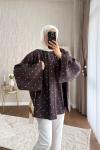 Puantiyeli Oversize Tunik Kahverengi