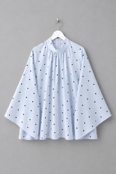 Puantiyeli Oversize Tunik Mavi