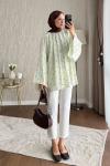 Puantiyeli Oversize Tunik Su Yeşili