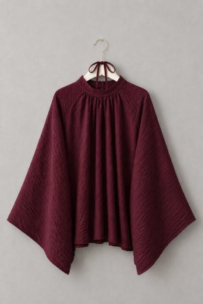 Hakim Yaka Pileli Oversize Bluz Bordo