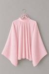 Hakim Yaka Pileli Oversize Bluz Pembe