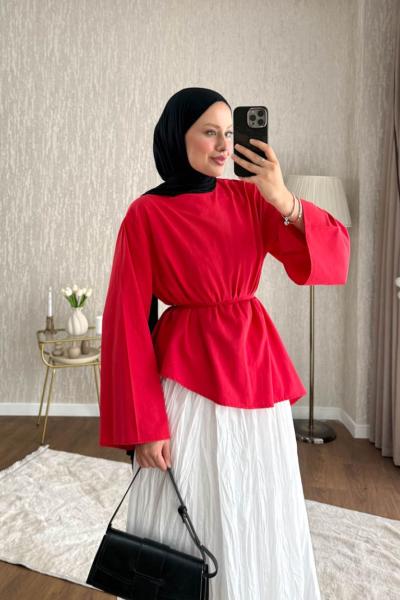 Asimetrik Bluz Açık Sarı