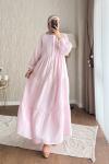 Yağmur Müslin Elbise Pembe