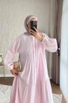 Yağmur Müslin Elbise Pembe