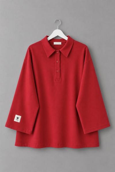 Polo Yaka Süprem Sweatshirt Kırmızı