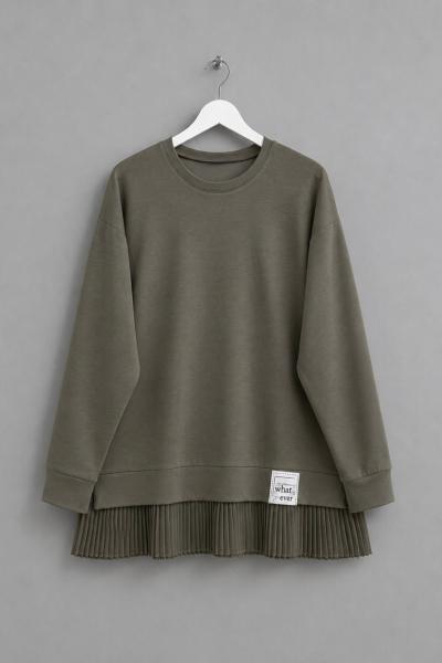 Eteği Piliseli Oversize Tunik  Yeşil