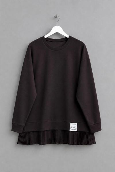 Eteği Piliseli Oversize Tunik  Koyu Kahverengi