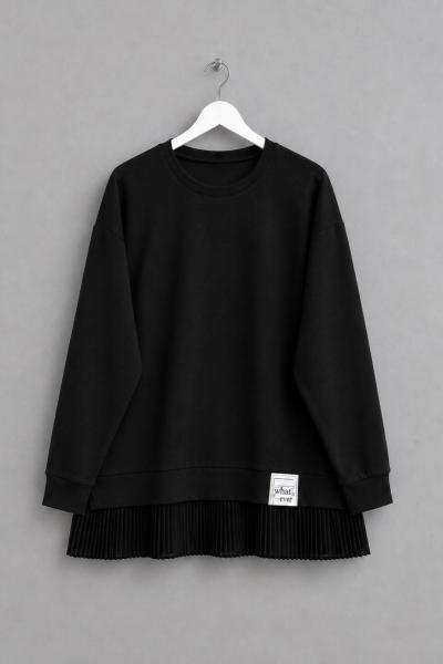 Eteği Piliseli Oversize Tunik  Siyah