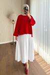Yanı Yırtmaçlı sweatshirt Kırmızı