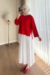 Yanı Yırtmaçlı sweatshirt Kırmızı