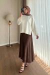 Yanı Yırtmaçlı sweatshirt Ekru