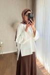 Yanı Yırtmaçlı sweatshirt Ekru