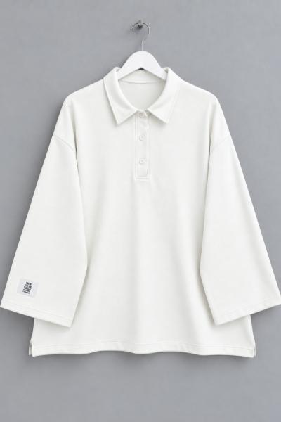 Yakalı Oysho Oversize Sweatshirt Beyaz