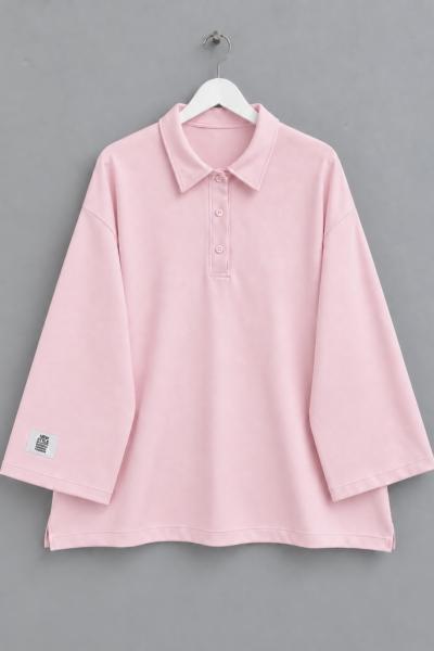 Yakalı Oysho Oversize Sweatshirt Pembe