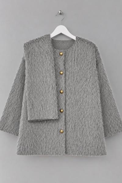 Atkılı Maxmara Ceket Gri