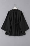 Hakim Yaka Oversize Tensel Bluz Siyah