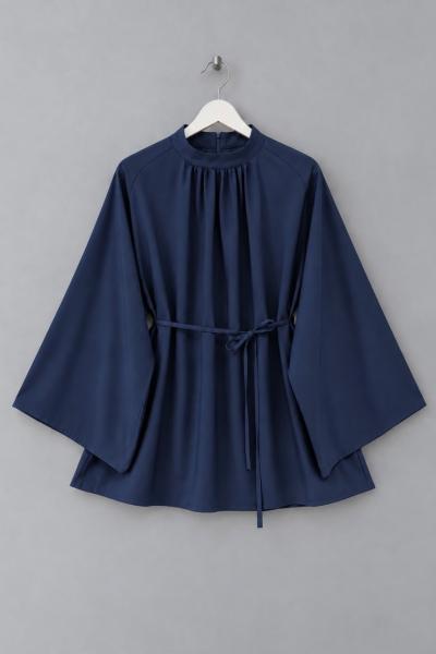 Hakim Yaka Oversize Tensel Bluz Lacivert