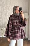 Oversize Hakim Yaka Bluz  Bordo