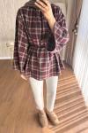 Oversize Hakim Yaka Bluz  Bordo