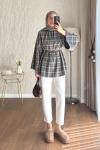 Oversize Hakim Yaka Bluz  Antrasit