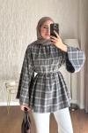 Oversize Hakim Yaka Bluz  Antrasit