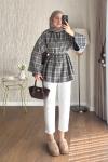 Oversize Hakim Yaka Bluz  Antrasit