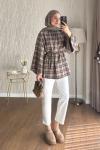 Oversize Hakim Yaka Bluz  Sütlü Kahve
