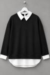 Gömlek Garnili Sweatshirt  Siyah