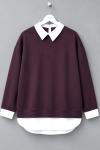 Gömlek Garnili Sweatshirt  Mürdüm