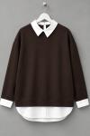 Gömlek Garnili Sweatshirt  Kahverengi